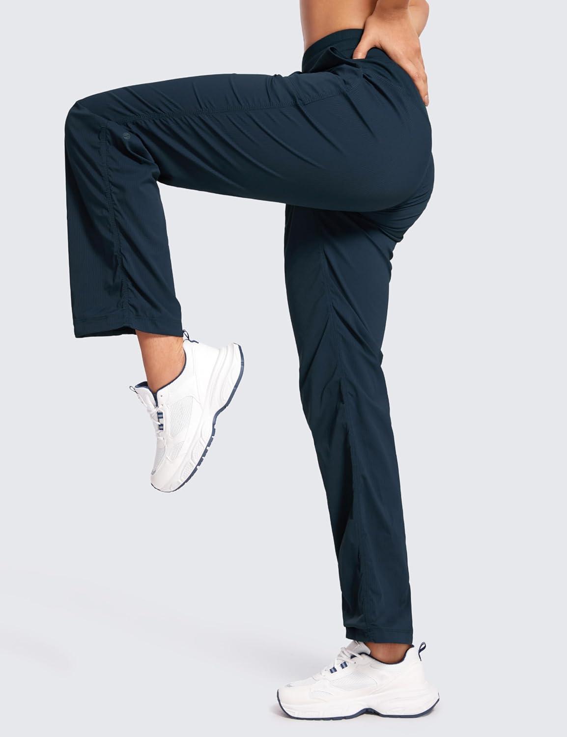 imageCRZ YOGA Lightweight Straight Leg Workout Pants for Women 283032 Ruched Casual Work Athletic Joggers with PocketsInk Blue