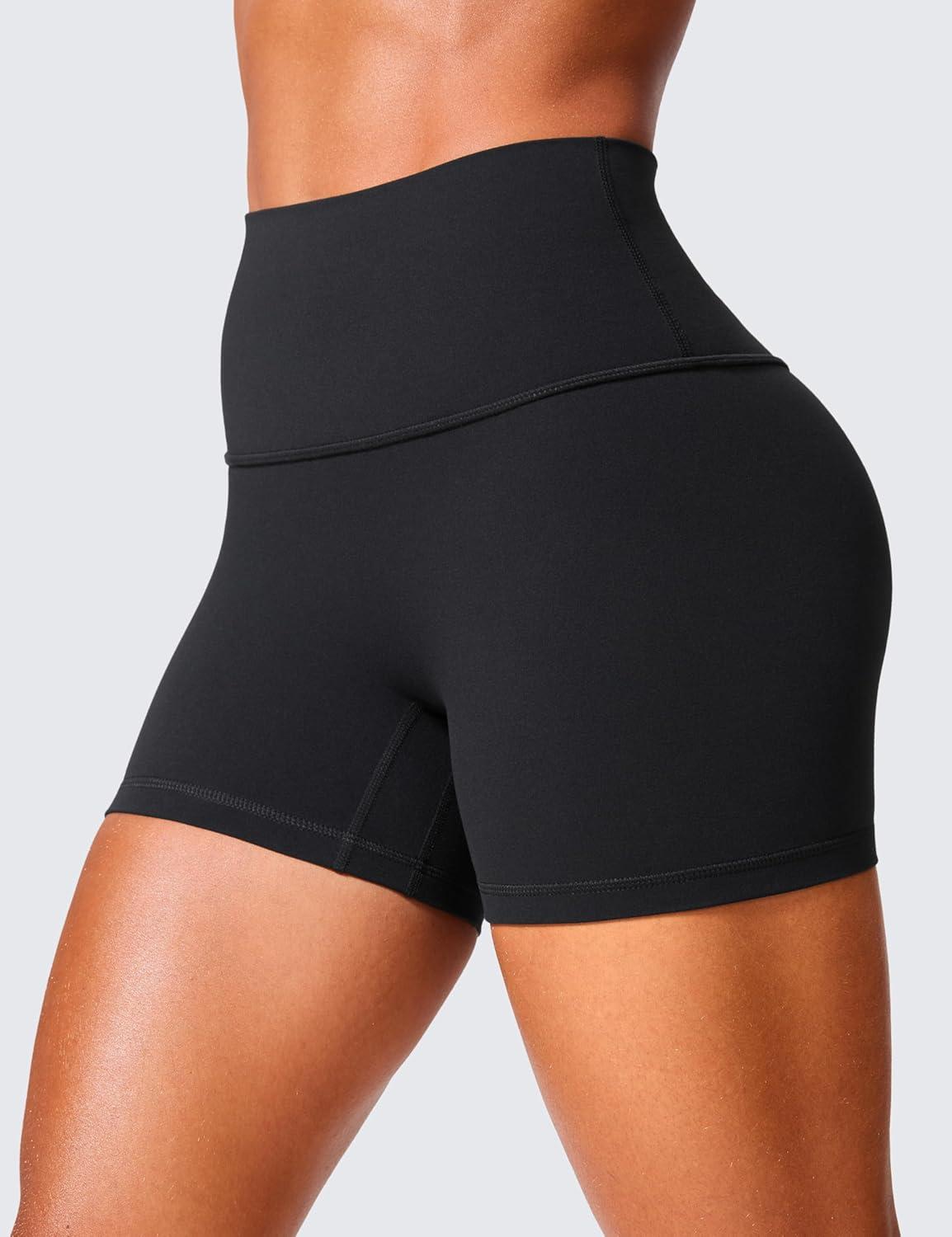 imageCRZ YOGA Secretsculpt Butterlift Biker Shorts 4 No Front Seam High Waisted Womens Workout Gym Booty Scrunch ButtBlack