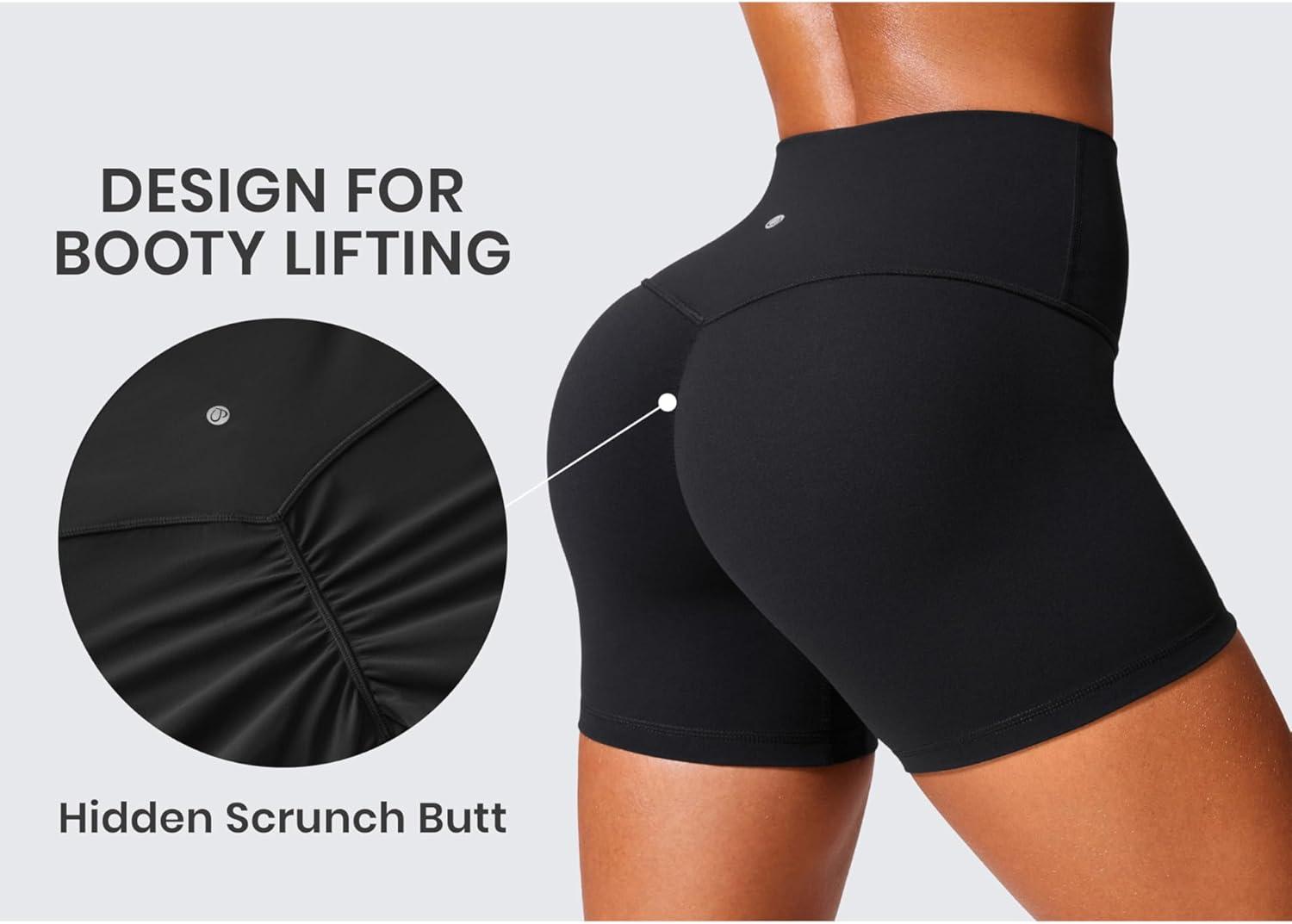 imageCRZ YOGA Secretsculpt Butterlift Biker Shorts 4 No Front Seam High Waisted Womens Workout Gym Booty Scrunch ButtBlack