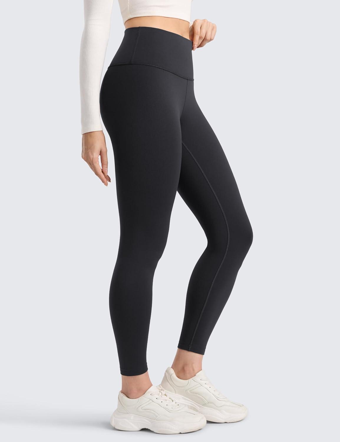 imageCRZ YOGA Matte Thermal Fleece Lined Leggings 25 Casual Lounge Workout Womens Yoga High Waisted Pants Winter WarmInk Gray