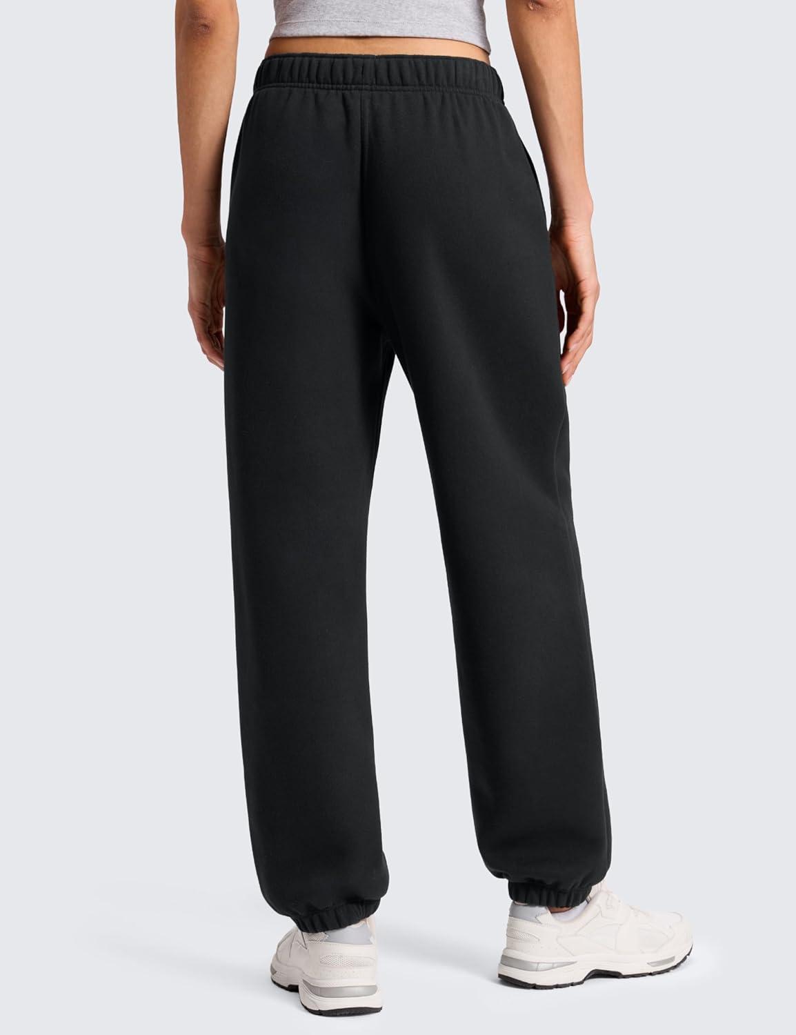 imageCRZ YOGA Cotton Fleece Lined Jogger Sweatpants Women 28 Casual Lounge Travel Pants with Pockets Winter WarmBlack