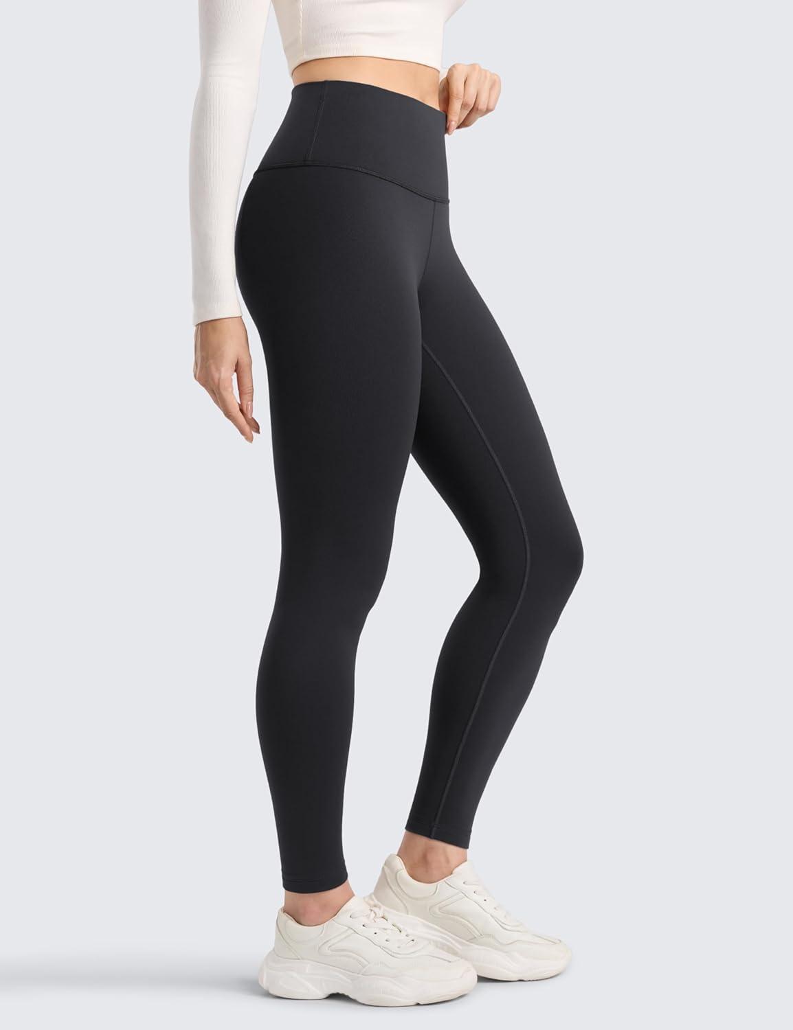 imageCRZ YOGA Matte Thermal Fleece Lined Leggings 28 Casual Lounge Workout Womens Yoga Full Length Pants Winter WarmInk Gray
