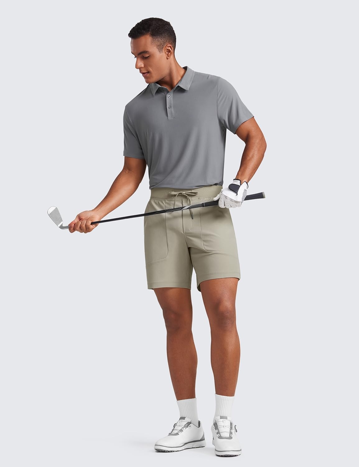 image:imageCRZ YOGA Mens All Day Comfy PullOn Shorts 7 Golf Casual Elastic Waist Quick Dry for Athletic Daily with PocketsKhali Barley