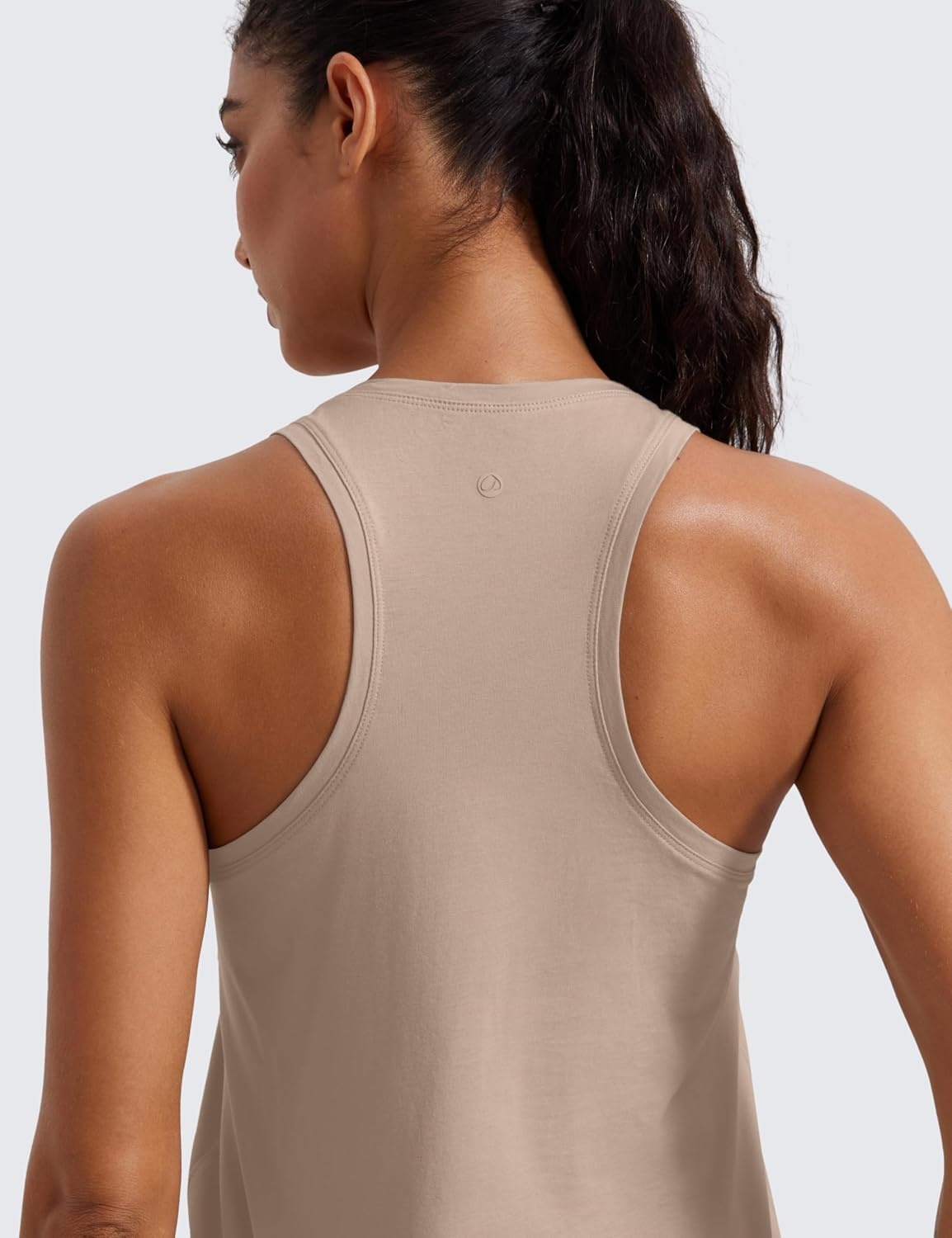 image:imageCRZ YOGA Pima Cotton Racerback Tank Tops for Women Workout Athletic Casual Soft Scoop Neck Sleeveless ShirtsMortar Color