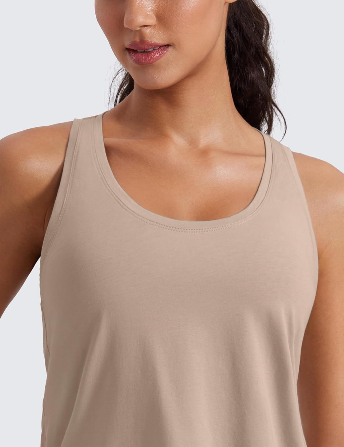 image:imageCRZ YOGA Pima Cotton Racerback Tank Tops for Women Workout Athletic Casual Soft Scoop Neck Sleeveless ShirtsMortar Color