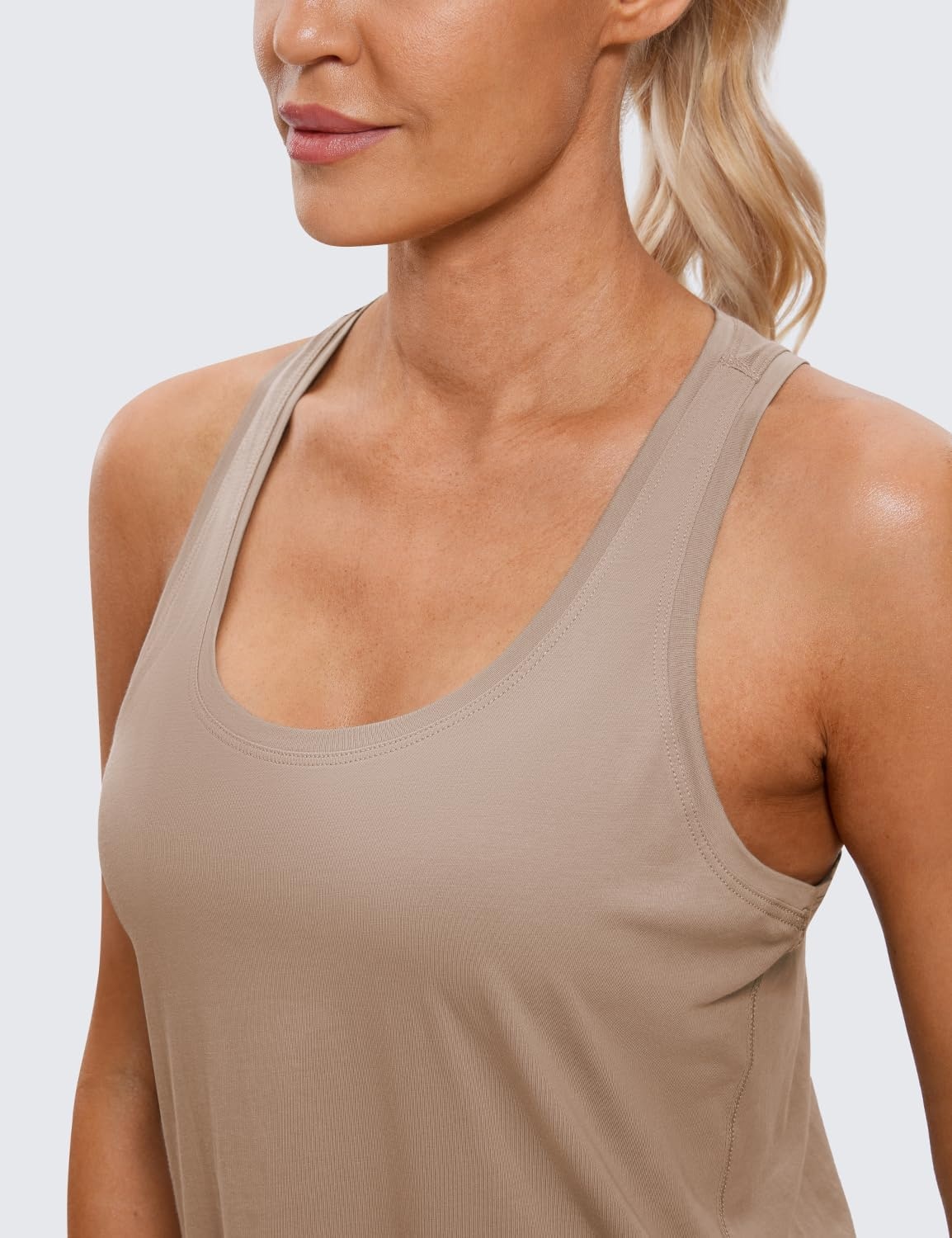 image:imageCRZ YOGA Pima Cotton Racerback Tank Tops for Women Workout Athletic Casual Soft Scoop Neck Sleeveless ShirtsMortar Color