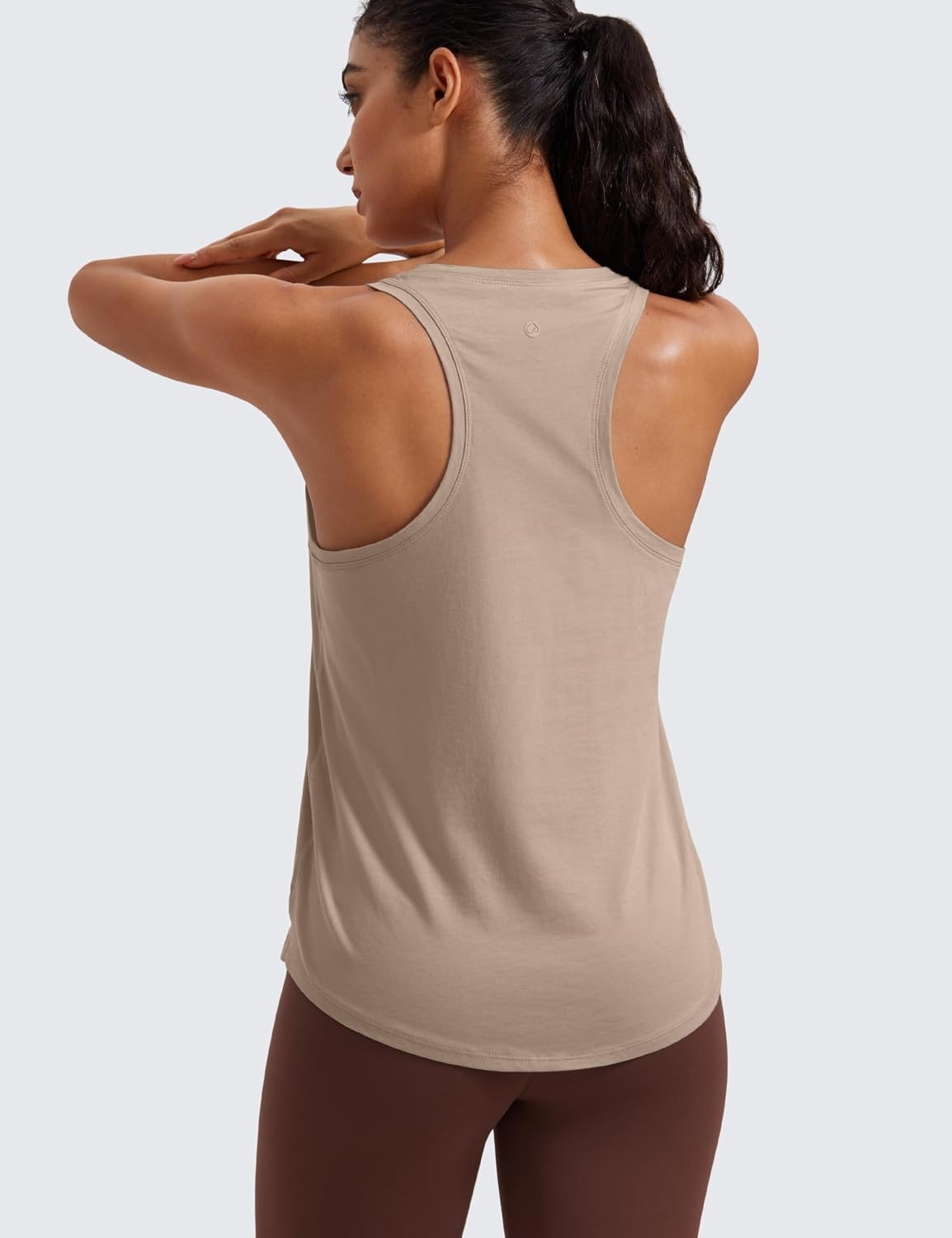 image:imageCRZ YOGA Pima Cotton Racerback Tank Tops for Women Workout Athletic Casual Soft Scoop Neck Sleeveless ShirtsMortar Color