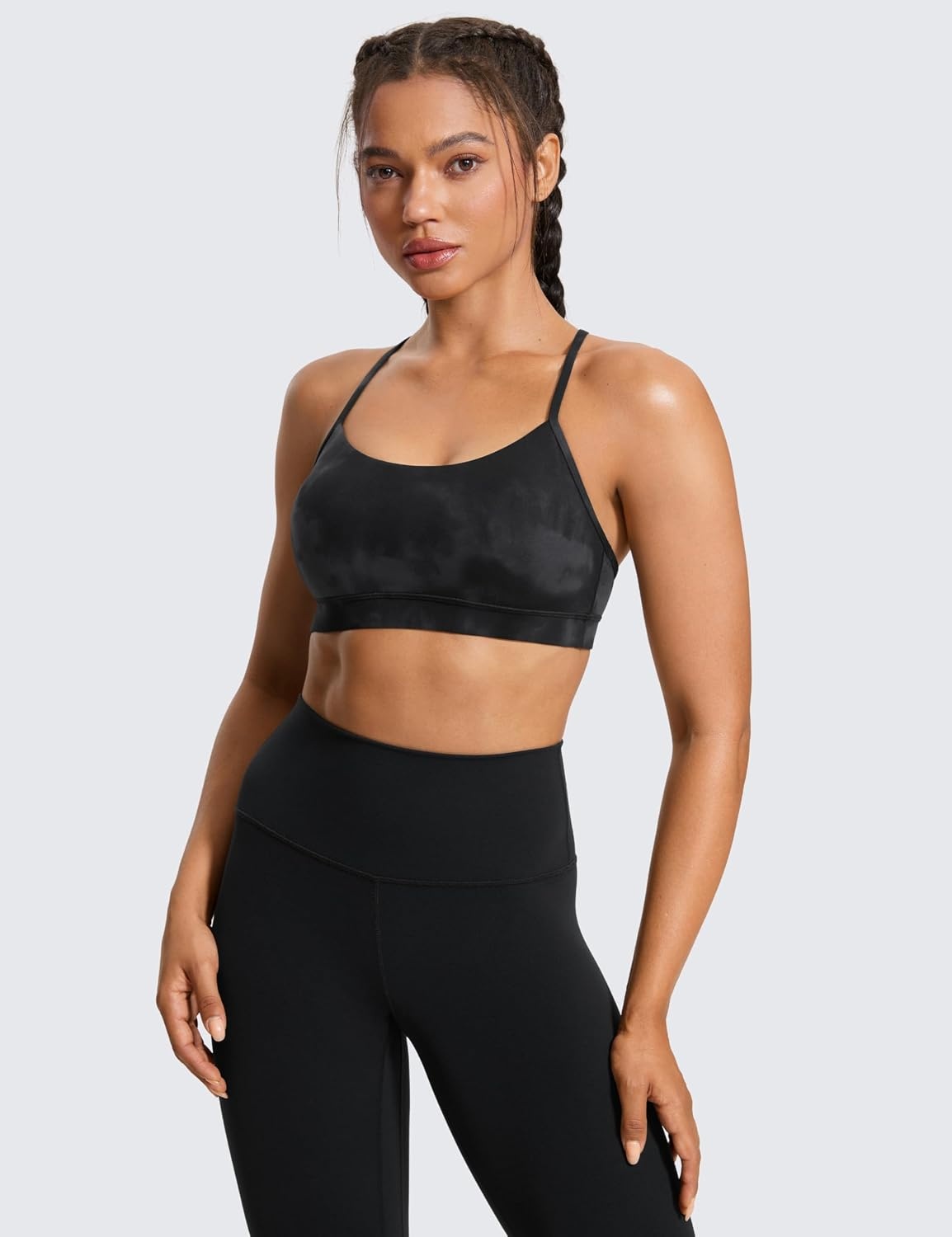 image:imageCRZ YOGA Butterluxe Y Back Sports Bras Light Support Removable Pads Yoga Extremely Soft Scoop Neck for WomenBlack Tie Dye
