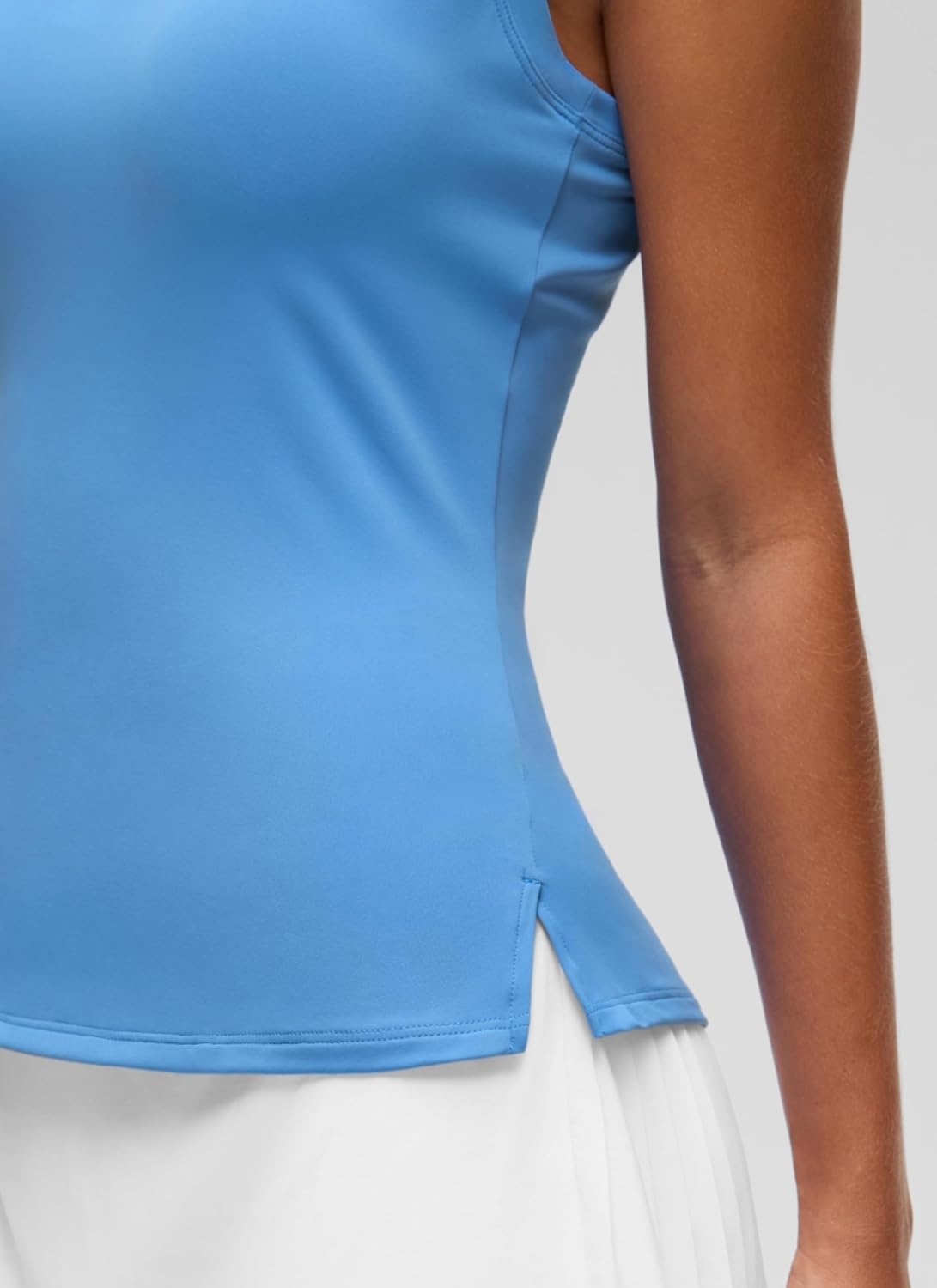 image:imageCRZ YOGA Sleeveless Golf Polo Shirts UPF 50 Tennis Soft and Sun Protection Slim Fit Hip Length Button Placket Side Slit Tank Tops for WomenParty Blue